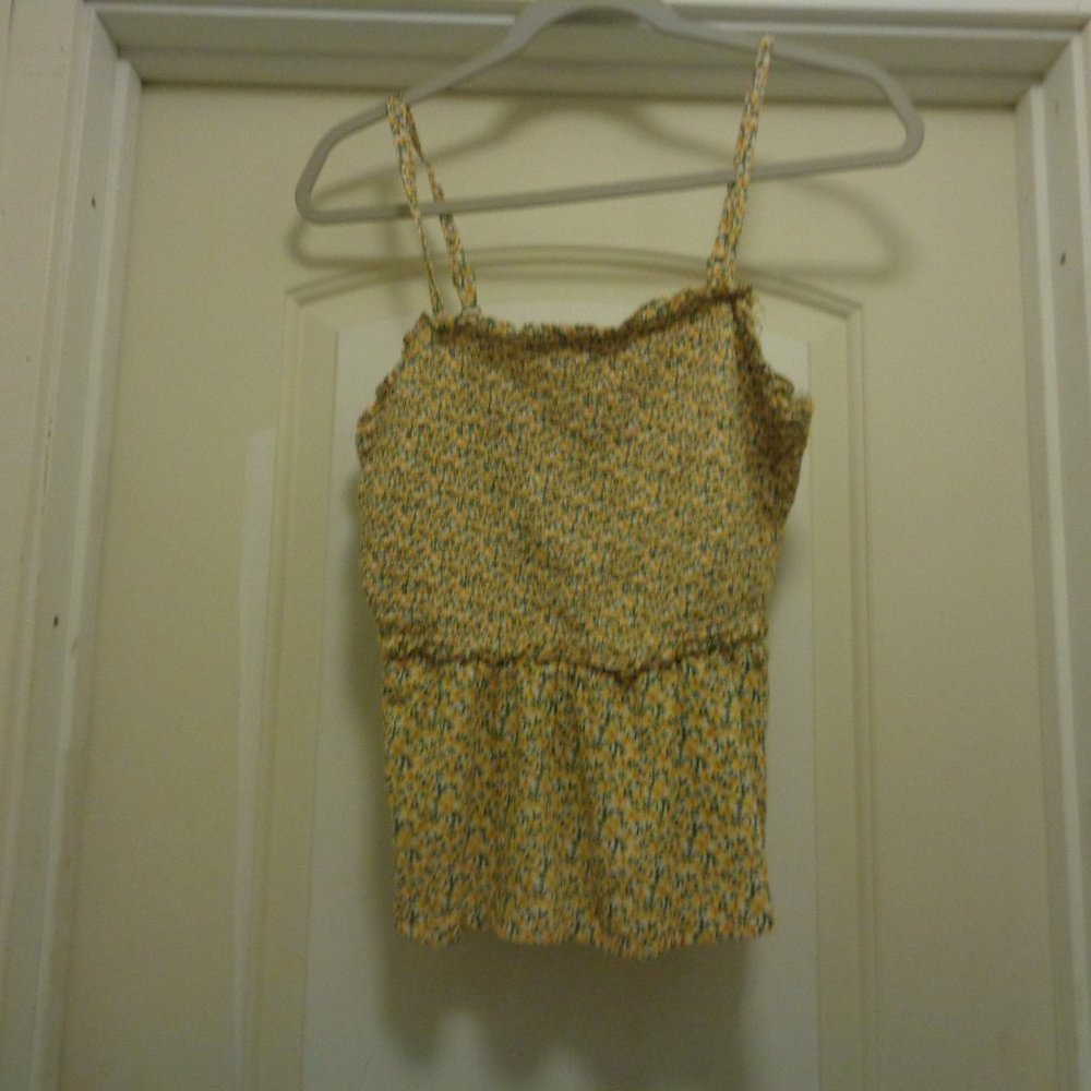 BOHO RETRO STYLE MUSTARD & FLOWERS SHEERED SUNTOP M
